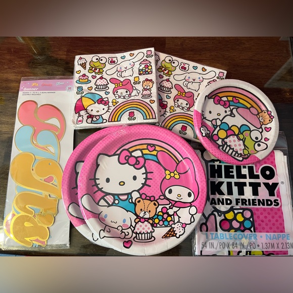 Hello Kitty Other - 6 piece Hello Kitty Sanrio Birthday Party Tablewear Set